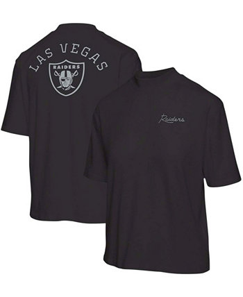 Женская черная футболка с коротким рукавом Las Vegas Raiders с воротником-стойкой Junk Food