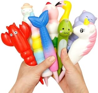 Anboor Random Pens Grip Set Squishies Soft Slow Rising Scented Kawaii Pencil Topper Squishies Pen Holders Stress Relief Kids Toys (3 Pcs) Anboor