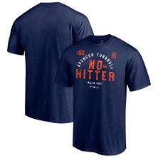 Мужская футболка Spencer Turnbull Navy с логотипом Fanatics, темно-синяя футболка с надписью Detroit Tigers No Hitter Fanatics