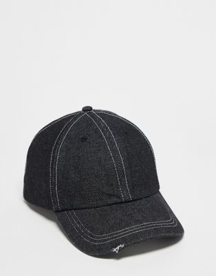 Reclaimed Vintage Y2K cap in washed black denim Reclaimed Vintage