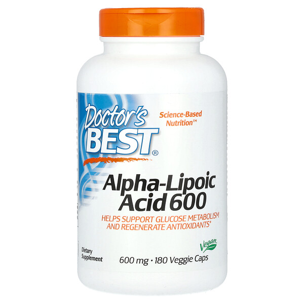 Альфа-липоевая кислота 600 - 600 мг - 180 растительных капсул - Doctor's Best Doctor's Best