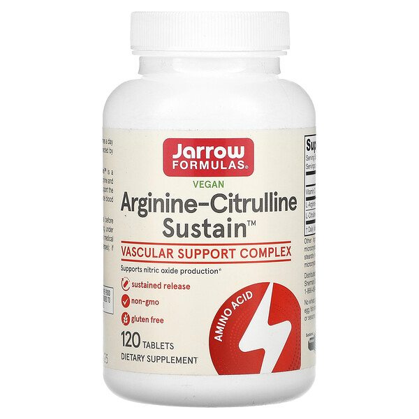 Аргинин-цитруллин сустейн, 120 таблеток Jarrow Formulas
