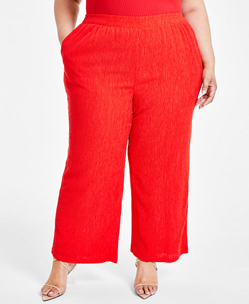 Trendy Plus Size Textured Pull-On Pants Nina Parker