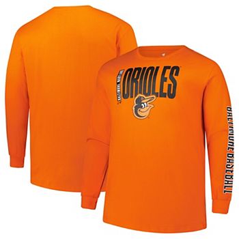 Мужской оранжевый хлопковый футбол Long Sleeve Baltimore Orioles Big & Tall с графикой команды Profile