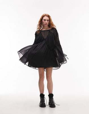 Черное мини-платье со швами Topshop TOPSHOP