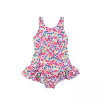 Little Girl's Floral Ruffle One-Piece Swimsuit Florence Eiseman