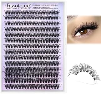 Pawotence Lash Extension Kit Lash Clusters Multi-types Individual Lashes Natural Bottom, Light Volume, 20D 30D Clusters Eyelash Extension Kit with Lash Bond and Seal, Lash Applicator for Self Use Pawotence