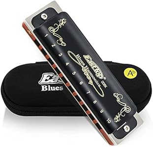 East top Diatonic Harmonica Key of Ab 10 Holes 20 Tones 008K Blues Harp Mouth Organ Harmonica with Black Cover, Top Grade Harmonica for Adults, Professionals and Students East top