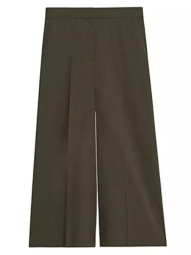 Linen-Blend Cropped Wide-Leg Pants Theory