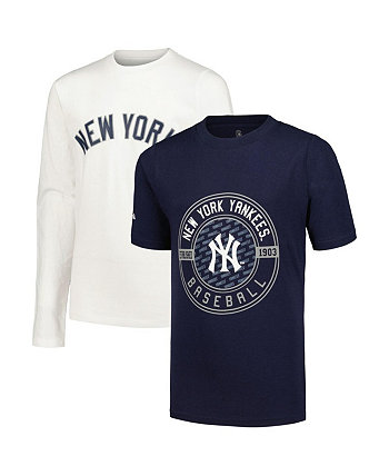Комбинированный комплект с темно-синими и белыми футболками Big Boys New York Yankees Stitches