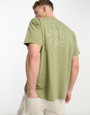 Мужская хлопковая футболка Pretty Green в стиле релакс с принтом на спинке Pretty Green