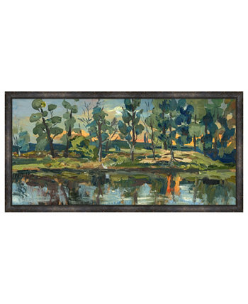 Настенная живопись жикле в рамке на берегу озера Moody Lake - 41 "x 21" x 2 " Melissa Van Hise