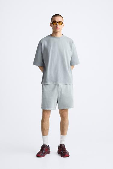 Мужские Спортивные шорты ZARA WASHED JOGGER SHORTS ZARA