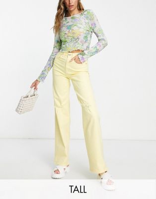Only Tall Hope wide leg jeans in lemon Only Tall