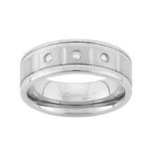 1/10 карат T.W. Обручальное кольцо из нержавеющей стали с бриллиантами - Для мужчин Unbranded