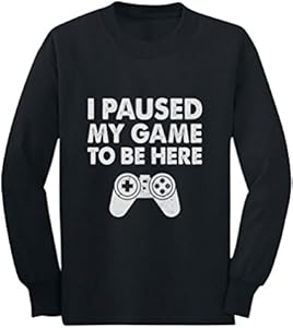 Gaming Shirt Kids Boys Girls Gifts for Gamers Youth Gamer I Paused My Game to Be Here Long Sleeve Shirts Tstars