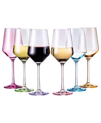 Цветные бокалы для вина, разноцветные, набор из 6 шт., 12 унций The Wine Savant