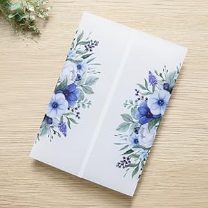 PONATIA 50 PCS Vellum Jackets for 5x7 Invitations - Vellum Paper 5x7 Jackets - 135GSM Blue Girl Butterfly Vellum Quinceanera Invitations Wraps - Transparent Invitations Jacket Ponatia