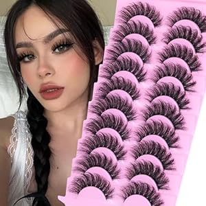 Wispy Mink Lashes Natural False Eyelashes Fluffy 16mm Cat Eye Lashes Pack 5D 14 Pairs Fake Eyelashes by TNFVLONEINS TNFVLONEINS