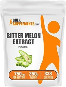 BulkSupplements.com Bitter Melon Extract Powder (Порошок) - Bitter Melon Supplement, Bitter Gourd Extract - Herbal Supplement, Gluten Free, 750mg per Serving (Порция), 100g (3.5 oz (Унции)) (Pack of 1) BulkSupplements