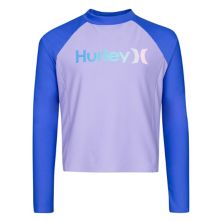 Девочки 7–16 лет Hurley Classic Рашгард с логотипом и графическим логотипом на рукавах реглан Hurley