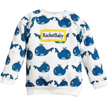 Cotton Whales Themed Sweatshirt with Snap Buttons RocketBaby