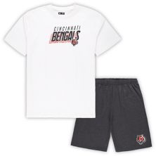 Мужской комплект из футболки и шорт Concepts Sport белый/угольный Cincinnati Bengals Big & Tall Unbranded