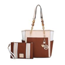 MKF Collection Rochelle Veagn Leather Women's Tote & Wristlet Set by Mia K MKF Collection