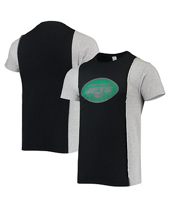 Мужская футболка с разрезом New York Jets черного, серого меланжевого цвета Refried Apparel
