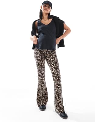 ONLY Maternity flare pants in leopard print Only Maternity