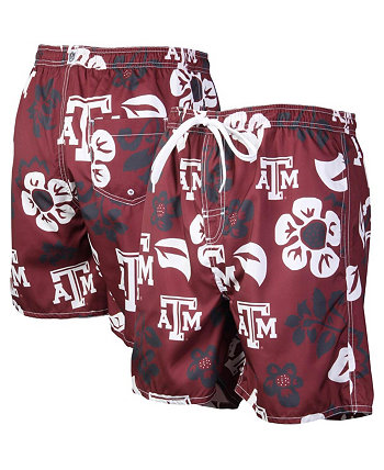 Men's Maroon Texas A&M Aggies Floral Volley Logo Swim Trunks Wes & Willy