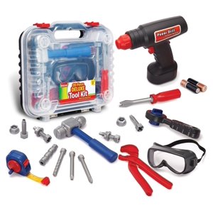 Durable Kids Tool Set, with Electronic Cordless Drill & 20 Pretend Play Construction Accessories, with a Sturdy Case Kidzlane