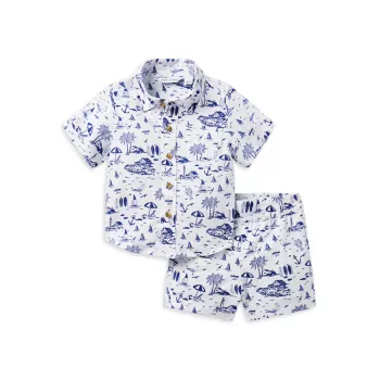 Baby Boy's Scenic Print Cabana Shirt &amp; Shorts Set Janie and Jack
