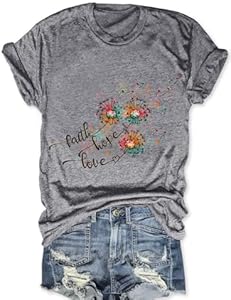 Savarana Women Vintage Flower Shirts Boho Wildflower T-Shirt Funny Nature Cottage Core Floral Short Sleeve Tops Savarana