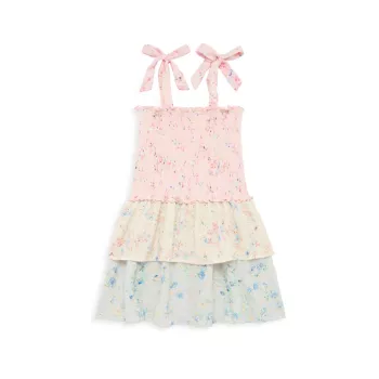 Маленькая девочка &amp;amp; Присборенное платье с цветочным принтом для девочки Flowers By Zoe