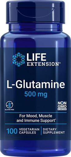 Life Extension L-глютамин — 500 мг — 100 вегетарианских капсул Life Extension