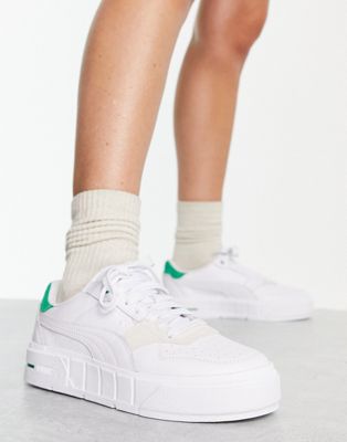  Женские кроссовки PUMA Cali Court Match с зеленой вкладкой в белом цвете, категория Lifestyle Sneakers PUMA