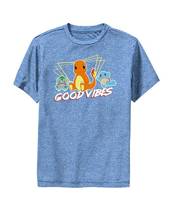 Футболка Good Vibes для мальчиков Pokemon Bulbasaur, Squirtle and Charmander Child Performance Nintendo