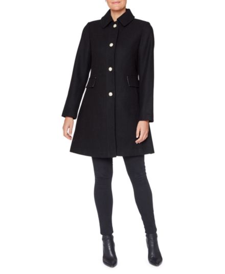 Pleated Reefer A-Line Coat Kate Spade