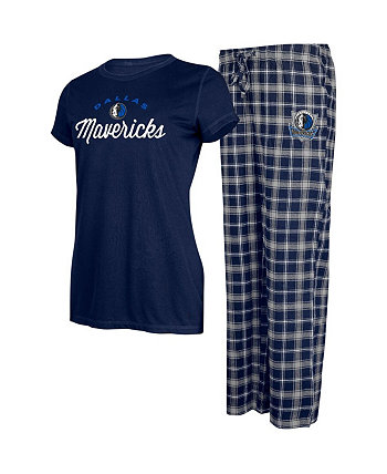 Женский комплект для сна темно-синего цвета, серой футболки Dallas Mavericks Arctic и фланелевых брюк College Concepts