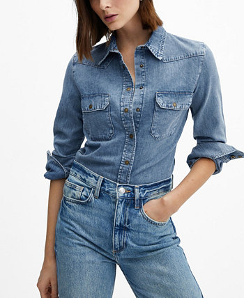 Женская джинсовая рубашка с нагрудным карманом MANGO