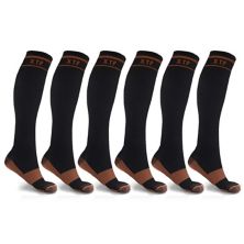 Unisex Copper-infused Knee High-energy Compression Socks - 6 Pair Extreme Fit