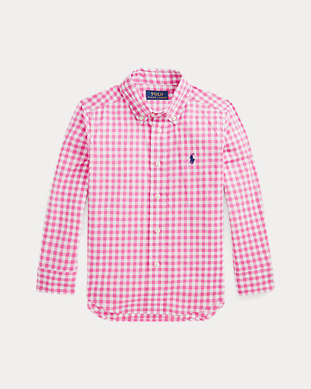 Рубашка из хлопкового поплина в мелкую клетку Ralph Lauren