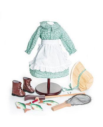 Одежда и аксессуары для кукол 18 дюймов, платье Little House Prairie и рыболовный набор, совместимые с куклами American Girl The Queen's Treasures