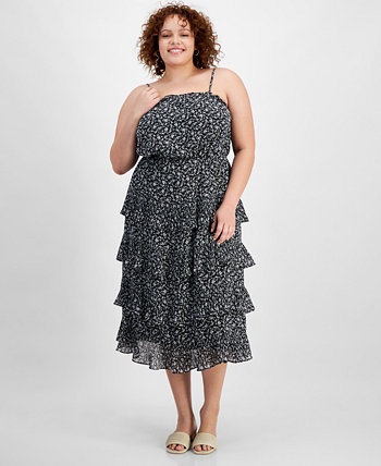 Trendy Plus Size Printed Ruffle-Trim Midi Dress And Now This
