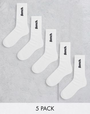 Набор из 5 белых носков с вышитым логотипом Bench Bench