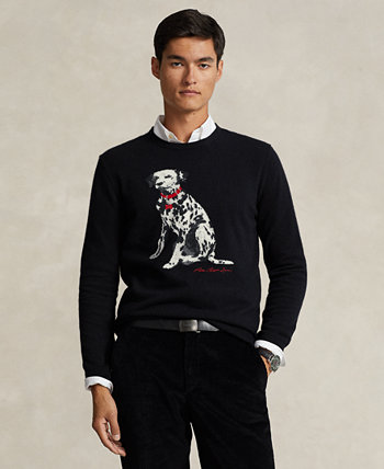 Мужской кашемировый свитер вязки интарсия в стиле далматин Ralph Lauren