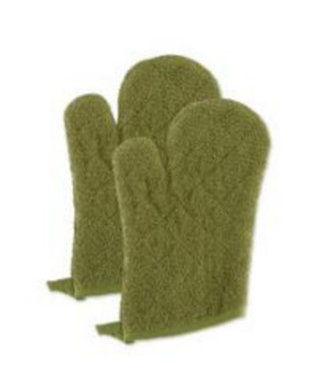 Basic Terry Collection 100% Cotton Quilted, Oven Mitt, Antique Green, 2 Piece Design Imports