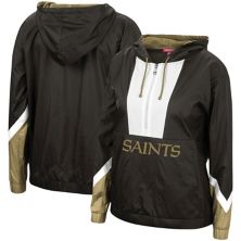 Женская черная ветровка с капюшоном Mitchell & Ness New Orleans Saints с молнией до половины Unbranded