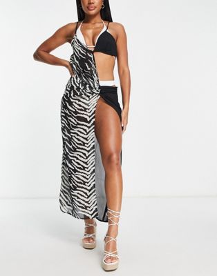 Candypants cut-out beach dress in zebra print Candypants